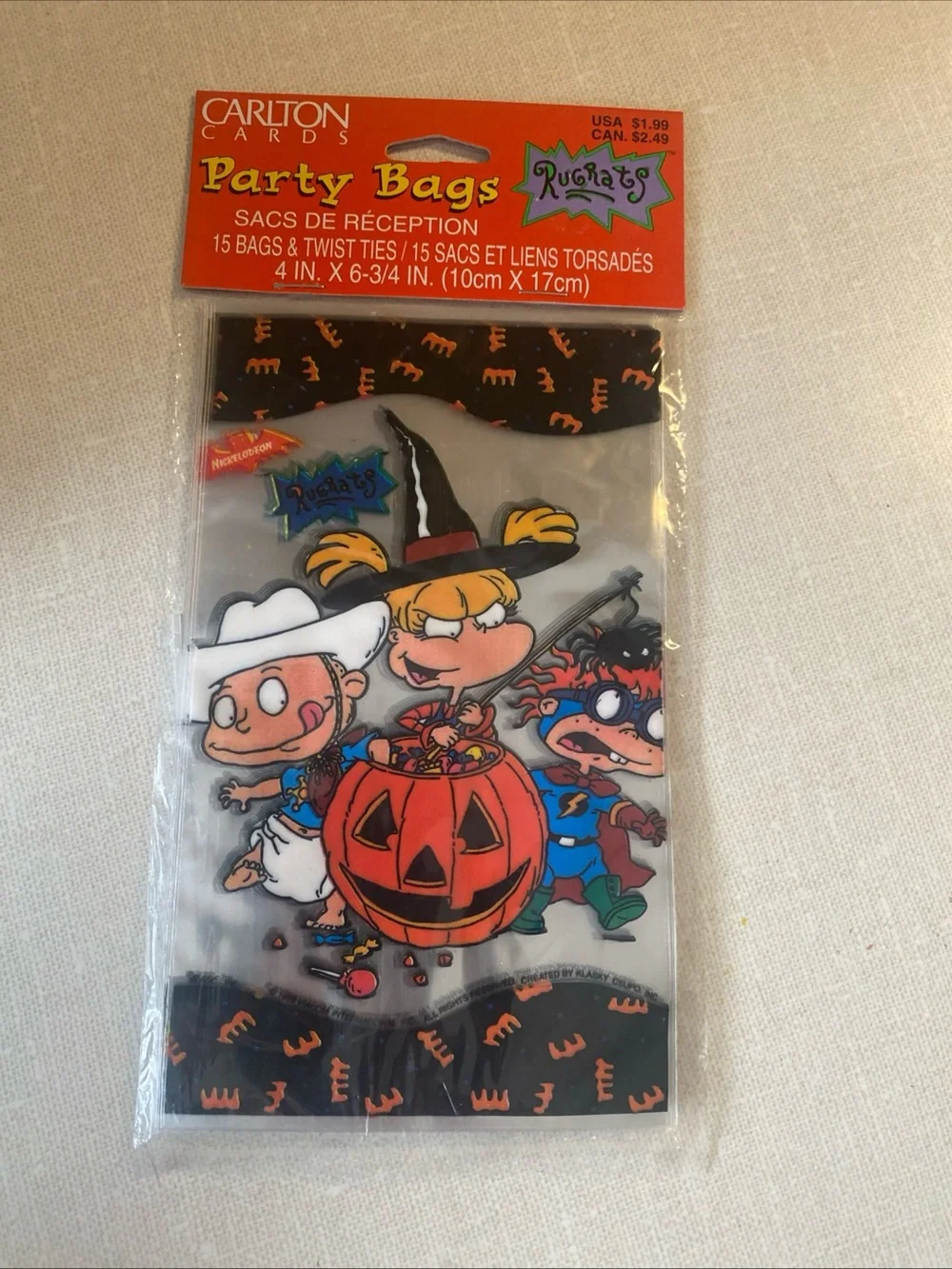 Nickelodeon Nicktoons Rugrats Vintage 1998 Carlton Cards Halloween Party Bags